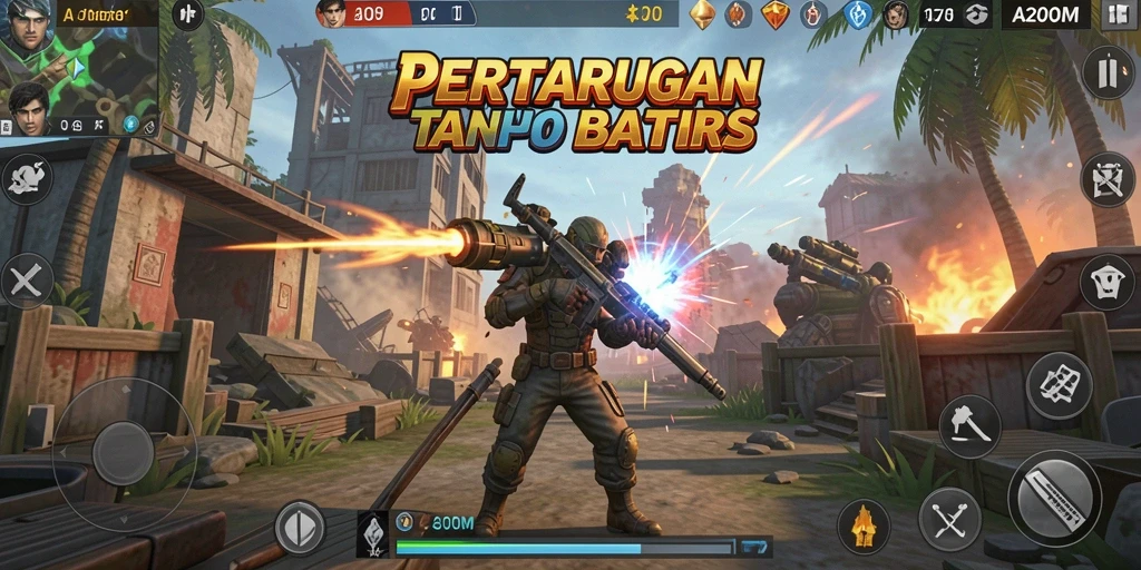 Tampilan gameplay A200M yang intens dan seru di arena pertarungan.