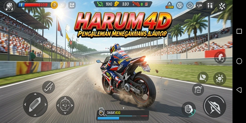 Tampilan menarik dari gameplay balapan motor di HARUM4D.