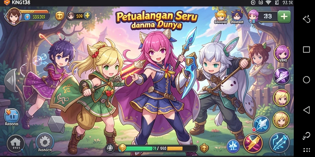 Tampilan gameplay KING138 yang penuh aksi dalam dunia Anime.