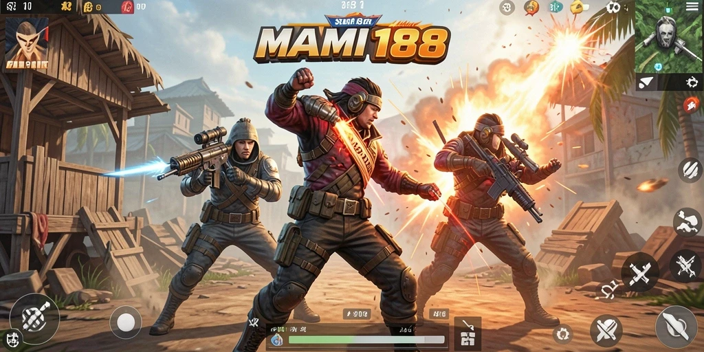 Gameplay MAMI188 yang intens dalam mode Battle Royale.