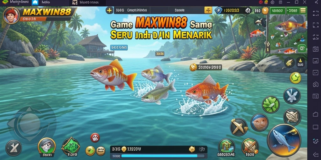 Tampilan gameplay memancing super seru di MAXWIN88.
