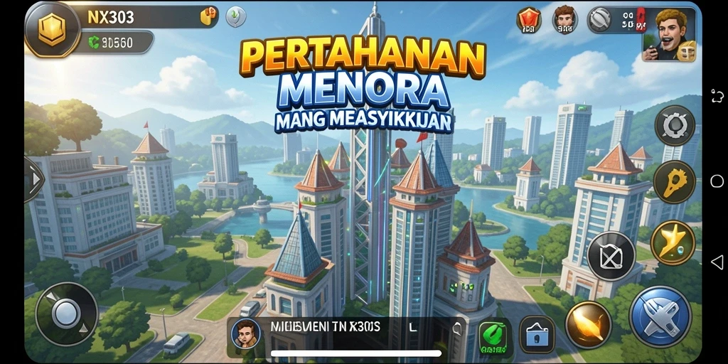 Screenshot utama NX303 menunjukkan gameplay menegangkan dari Tower Defense.