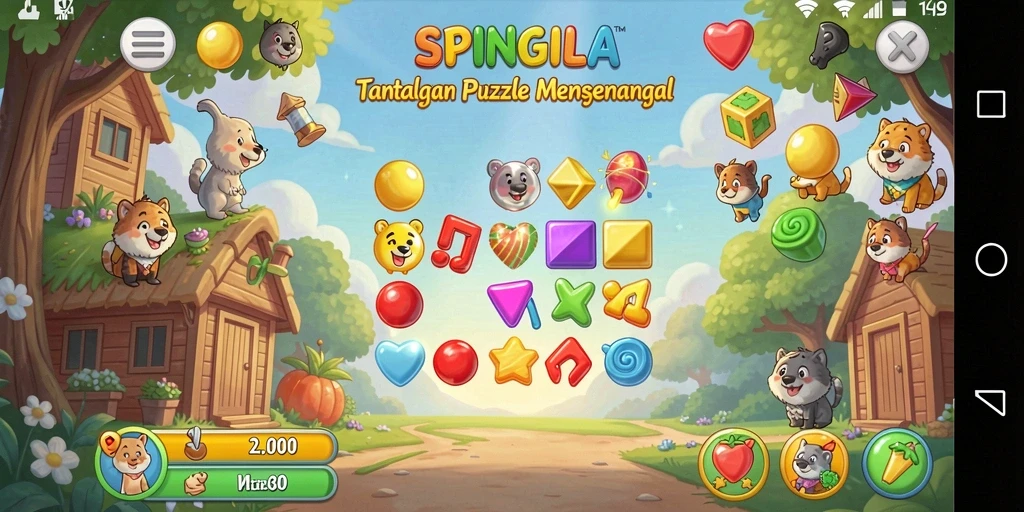 Tampilan gameplay SPINGILA dengan variasi teka-teki menarik.