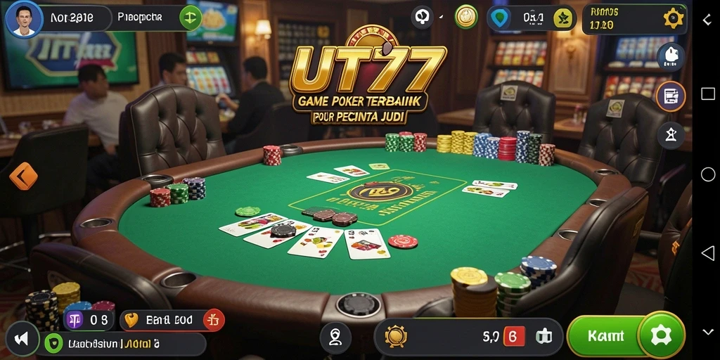 Tampilan screenshot UT77 menampilkan sesi permainan Poker yang intens dan menarik.
